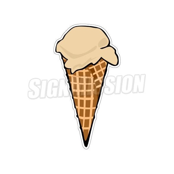 Safety Sign, 1.5 in Height, Vinyl, 48 in Length, Ice Cream Waffle Cone